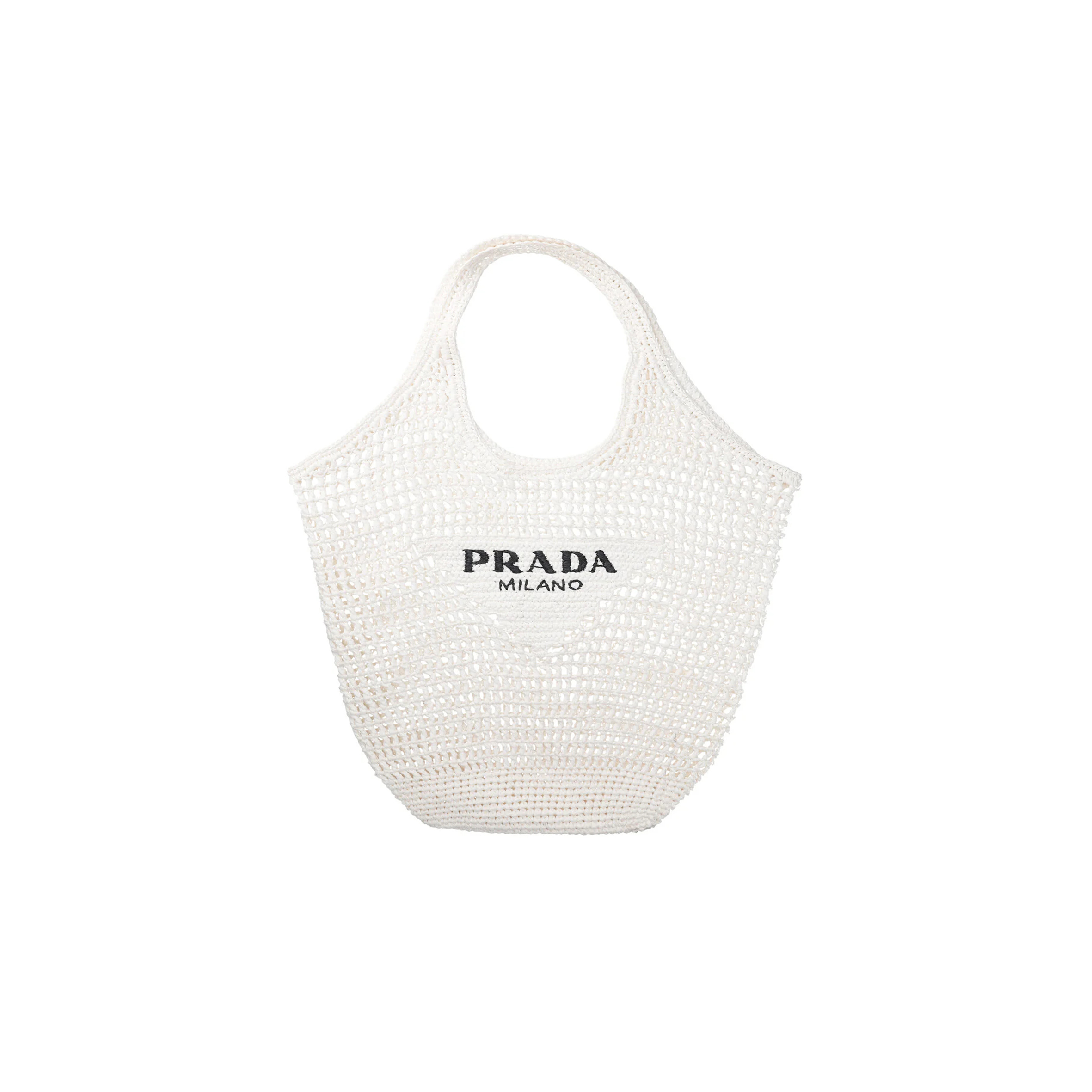 PRADA TRIANGLE LOGO BUCKET TOTE RAFFIA BLUE 1BG424 (53*40cm)
